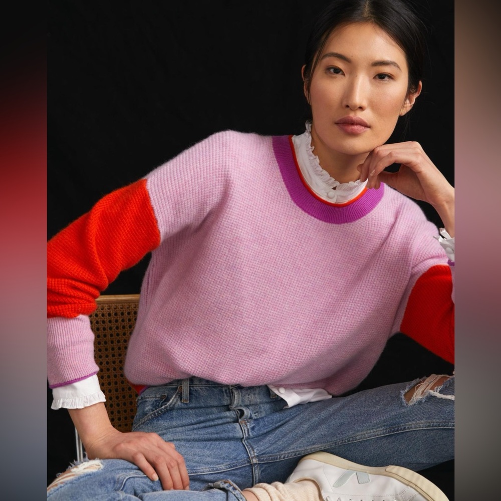 Anthropologie Maeve | 100% Cashmere Colorblock Sweater | Size Small